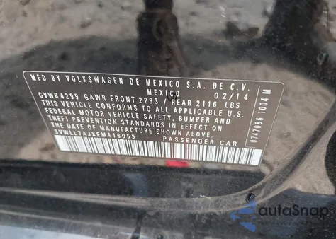 2014 Volkswagen Jetta 2.0L Tdi из США, поврежденный, VIN 3VWLL7AJXEM416059